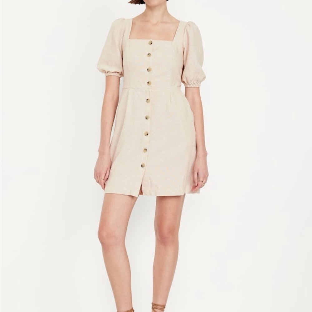 Old Navy Cream Button-Down Mini Dress